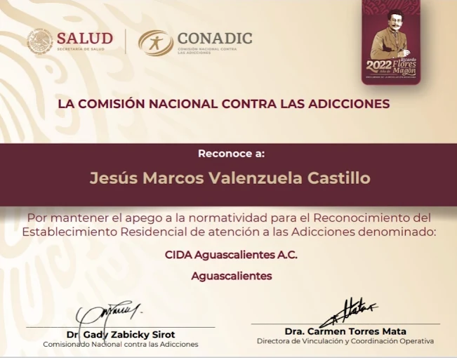 Reconocimiento de la CONADIC otorgado al centro